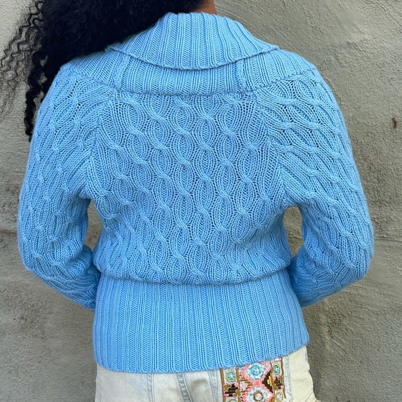 Light Blue knit sweater, v-neck sweater - Picture 5 of 5
